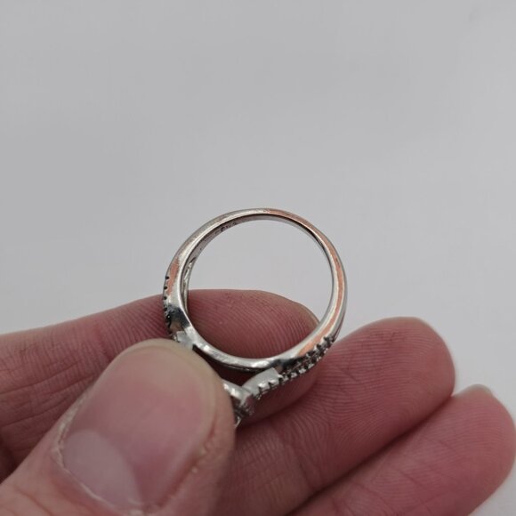Size 7 Silver And Copper Tone Cubic Zirconia Gems Ring A2879 - Picture 5 of 8